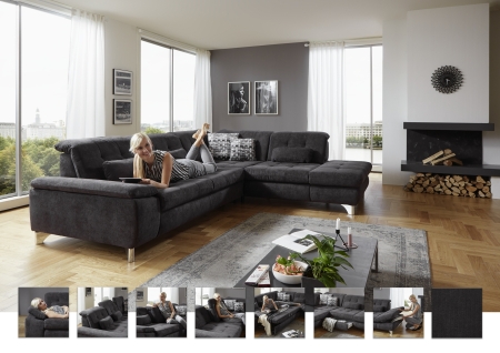 Sedací souprava ENNA_ sestava 3LST-SE-1,5STAhoR_ rohové rozměry zleva 310 x 260 cm_ výška 85-100 cm_  nastavení hloubky sedu (polohovatelná opěradla) ve standardu_ ostatní funkce za příplatek_ v látce Belle-black_ foto s náhledy_ obr. 6