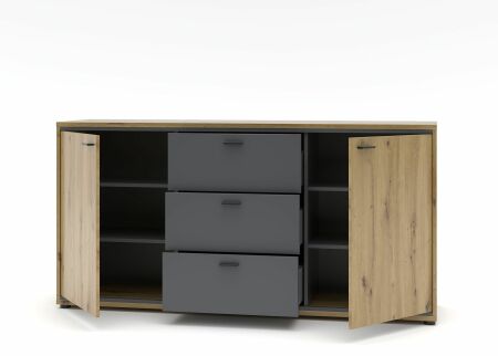 Nábytek do obývacího pokoje ANCOS I._ sideboard 40 E8 HG 20_ rozměry š/v/h_ 170/86/49 cm_ otevřená_ obr. 4