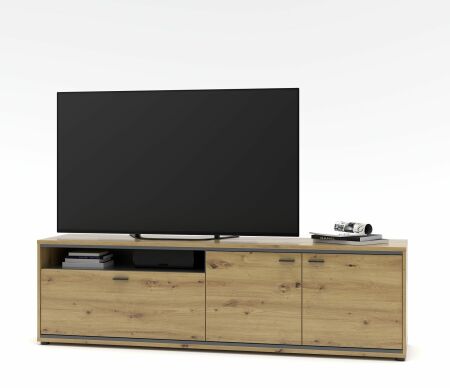 Nábytek do obývacího pokoje ANCOS I._ TV- spodní díl_ rozměry š/v/h_ 200/58/49 cm_ foto s dekorací_ obr. 7