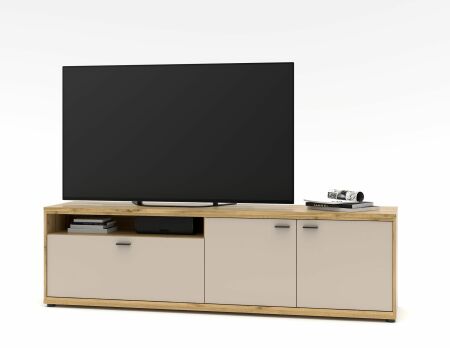 Nábytek do obývacího pokoje ANCOS II._ TV- spodní díl_ rozměry š/v/h_ 200/58/49 cm_ foto s dekorací_ obr. 5