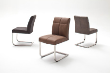 Jídelní židle FONTE_varianta A_imitace kůže strukturovaná_kaštan, hnědá, šedá