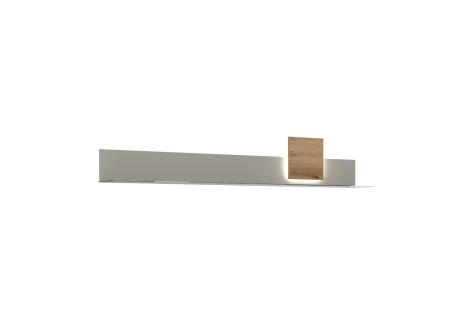 Nábytek do obývacího pokoje SORENTO_ závěsná police 10 U3 MM 40_ pravá varianta_ rozměry š/v/h_ 180 / 32 / 22 cm_ včetně LED osvětlení_ šikmý pohled_ obr. 21