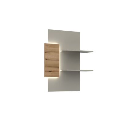 Nábytek do obývacího pokoje SORENTO_ závěsný regál 10 U3 MM 42_ levá varianta_ rozměry š/v/h_ 80 / 100 / 26 cm_ včetně LED osvětlení_ šikmý pohled_ obr. 23