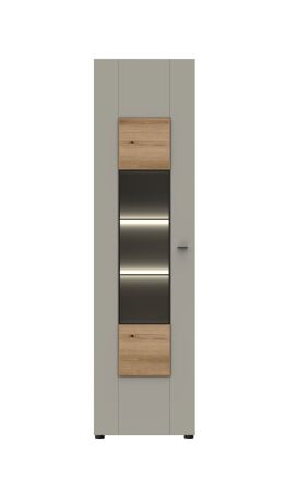 Nábytek do obývacího pokoje SORENTO_ vitrína 10 U3 MM 01_ levá varianta_ rozměry š/v/h_ 53 / 198 / 42 cm_ včetně LED osvětlení_ čelní pohled_ obr. 6