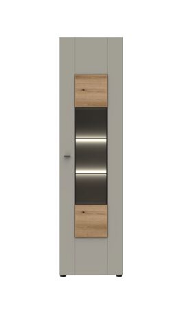 Nábytek do obývacího pokoje SORENTO_ vitrína 10 U3 MM 01_ pravá varianta_ rozměry š/v/h_ 53 / 198 / 42 cm_ včetně LED osvětlení_ čelní pohled_ obr. 8