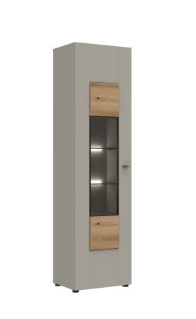Nábytek do obývacího pokoje SORENTO_ vitrína 10 U3 MM 01_ levá varianta_ rozměry š/v/h_ 53 / 198 / 42 cm_ včetně LED osvětlení_ šikmý pohled_ obr. 5