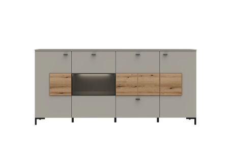 Nábytek do obývacího pokoje SORENTO_ sideboard 10 U3 MM 21 + sada nožiček 10 U3 MM 99_ rozměry š/v/h_ 198 / 91 / 41 cm_ včetně LED osvětlení_ čelní pohled_ obr. 14