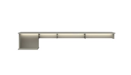 Nábytek do obývacího pokoje SORENTO_ TV-nástavec 10 U3 MM 38_  levá varianta_ rozměry š/v/h_ 225 / 40 / 38 cm_ včetně LED osvětlení_ čelní pohled_ obr. 8