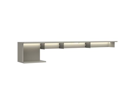 Nábytek do obývacího pokoje SORENTO_ TV-nástavec 10 U3 MM 38_  levá varianta_ rozměry š/v/h_ 225 / 40 / 38 cm_ včetně LED osvětlení_ šikmý pohled_ obr. 9