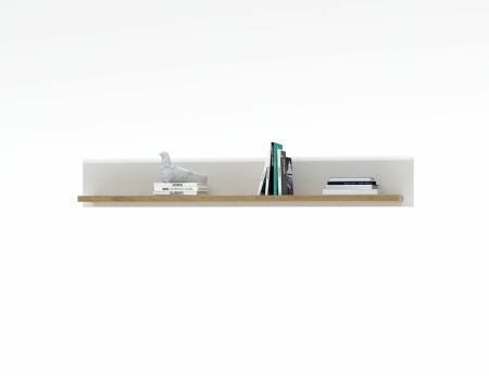 Nábytek do obývacího pokoje FREMONT_ závěsná police 40 C5 HW 40_ rozměry š/v/h_ 160/24/22 cm_ čelní pohled_ foto s dekorací_ obr. 9