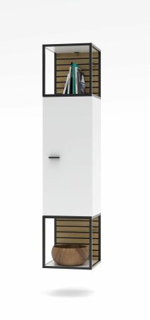 Nábytek do obývacího pokoje FREMONT_ závěsný element 40 C5 HW 42_ pravá varianta_ rozměry š/v/h_ 35/156/37 cm_ volitelné LED osvětlení v příslušenství_ foto s dekorací_ obr. 6