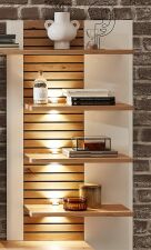 Nábytek do obývacího pokoje FREMONT_ detail provedení a LED osvětlení stěnových panelů_ foto s dekorací_ obr. 13 Nábytek do obývacího pokoje FREMONT_ detail provedení a LED osvětlení stěnových panelů_ foto s dekorací_ obr. 13