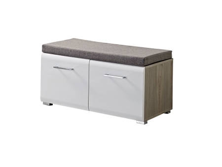 Předsíňový nábytek FUNNY_ lavice s polštářem na sezení 3K 16 HW 60_ rozměry š/v/h_ 84/37/40 cm_ šikmý pohled_ obr. 12