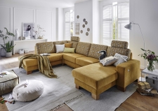 Sedací souprava GARDENA 1090_sestava E1ABL-2,5-LAR_dvoubarevné provedení v látce Musterstoff yellow_Venezia yellow Sedací souprava GARDENA 1090_sestava E1ABL-2,5-LAR_dvoubarevné provedení v látce Musterstoff yellow_Venezia yellow