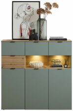 Nábytek do obývacího pokoje ALBA I._ highboard 10 S1 99 22_ rozměry š/v/h_ 125/125/45 cm_ včetně LED osvětlení_ foto s dekorací_ obr. 14 Nábytek do obývacího pokoje ALBA I._ highboard 10 S1 99 22_ rozměry š/v/h_ 125/125/45 cm_ včetně LED osvětlení_ foto s dekorací_ obr. 14