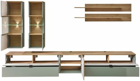 Nábytek do obývacího pokoje ALBA I._ sestava 10 S1 99 82_ rozměry š/v/h_ 340/185/44 cm_ včetně LED osvětlení_ otevřená_ obr. 2