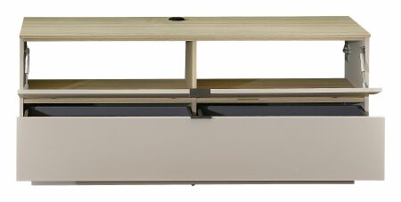 Nábytek do obývacího pokoje ALBA II._ spodní díl 10 S1 RM 30_ rozměry š/v/h_ 140/51/44 cm_ volitelná závěsná varianta bez soklu nebo stojící varianta se soklem_ otevřený_ obr. 10