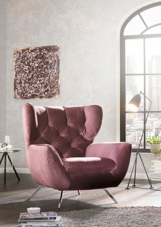 Křeslo "ušák" SUSSEX_ v látce Velvet purple