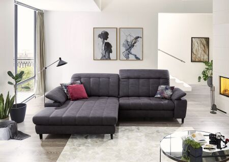 Sedací souprava CLAIRE_ sestava typů "8241_TV + 1300_120"_ rozměry sestavy zleva  191 x 290 cm_ volitelné funkce a polštáře za příplatek_ v látce Bingo anthrazit_ obr. 6