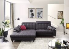 Sedací souprava CLAIRE_ sestava typů "8241_TV + 1300_120"_ rozměry sestavy zleva  191 x 290 cm_ volitelné funkce a polštáře za příplatek_ v látce Bingo anthrazit_ obr. 6