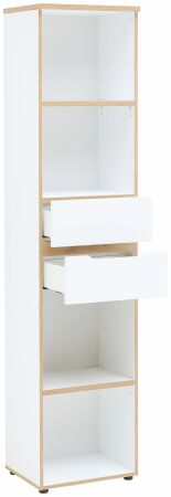 Nábytek do pracovny a kanceláře VANCOUVER WH_ regál 50 35 WH 06_ rozměry š/v/h_ 45/197/38 cm_ šikmý pohled_ otevřený_ obr. 16
