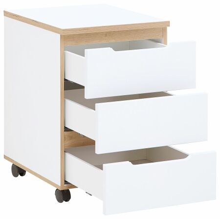 Nábytek do pracovny a kanceláře VANCOUVER WH_ kontejner na kolečkách 50 35 WH 17_ rozměry š/v/h_ 45/66/55 cm_ šikmý pohled_ otevřený_ obr. 34