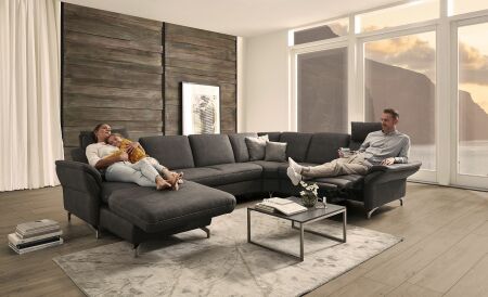 Sedací souprava MIRELLA_ jedna z možných "U" variant_ s motorovou funkcí RELAX u elementu "longchair"  a s motorovou polohovací "TV funkcí"_ obr. 1
