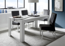 Jídelní stůl MONDE_bílý matný lak_s židlemi anthrazit_obr. 21