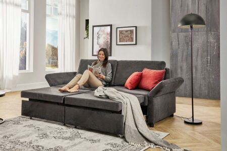 Rozkládací pohovka MULTIFLEXX PLUS_ typ 2218_BETT.E_ područka 3-polohovatelná_ nohy dřevěné černé_ plocha na spaní 180 x 205 cm_ obr. 2