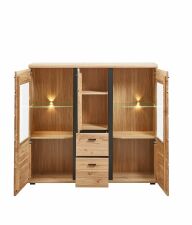 Nábytek do obývacího pokoje a jídelny ATLANTA_ highboard 1L 17 HU 22_ rozměry š/v/h_ 145/134/38 cm_ otevřený_ včetně LED osvětlení_ obr. 11 Nábytek do obývacího pokoje a jídelny ATLANTA_ highboard 1L 17 HU 22_ rozměry š/v/h_ 145/134/38 cm_ otevřený_ včetně LED osvětlení_ obr. 11