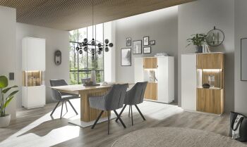 Nábytek do obývacího pokoje a jídelny FELINO wg "dining room"_ přírodní dub/lak 