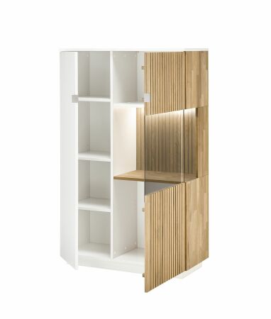 Nábytek do obývacího pokoje a jídelny FELINO wg_ vitrína nízká kombi 40 20 06-1_ rozměry š/v/h_ 92/152/40 cm_ volitelné LED osvětlení v příslušenství_ otevřená_ obr. 6