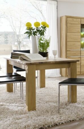 Nábytek do obývacího pokoje a jídelny FIRENZE_ jídelní stůl s výsuvnou funkcí L-08200-EXT_ rozměry š/v/h_ 160 (+80)/76/90 cm_ foto s dekorací_ obr. 8 