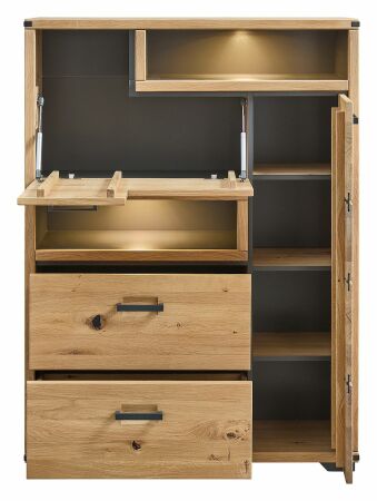 Nábytek do obývacího pokoje a jídelny GAMMA_ kombiskříňka 1X 15 HH 06_ rozměry š/v/h_ 105/143/38 cm_ otevřená_ včetně LED osvětlení_ obr. 10