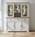 Nábytek do obývacího pokoje a jídelny JASPER_ sestava "buffet" 10 G9 UH 84_ rozměry š/v/h_ 164/204/48 cm_ čelní pohled_ včetně LED osvětlení_ foto s dekorací_ obr. 1