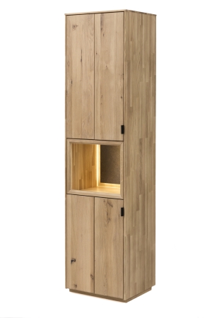 Nábytek do obývacího pokoje a jídelny LISBOA_ vitrína vysoká levá 40 52 30 10_ rozměry š/v/h_ 50/203/42 cm_ LED osvětlení a granitová zádová vložka jako volitelné příslušenství_ obr. 4