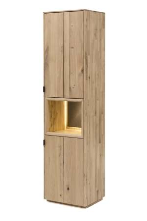 Nábytek do obývacího pokoje a jídelny LISBOA_ vitrína vysoká pravá 40 52 30 11_ rozměry š/v/h_ 50/203/42 cm_ LED osvětlení a granitová zádová vložka jako volitelné příslušenství_ obr. 5