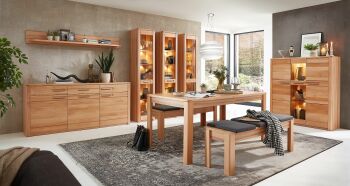 Nábytek do obývacího pokoje a jídelny NATURA dining room 1_ kořenový buk 