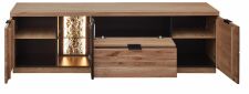Nábytek do obývacího pokoje ARCANA_ lowboard 42 B9 HH 31_ rozměry š/v/h_ 200/60/50 cm_ otevřený_ foto s dekorací_ volitelné LED osvětlení_ obr. 9