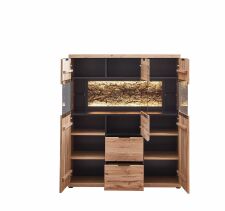 Nábytek do obývacího pokoje ARCANA_ highboard 42 B9 HH 22_ rozměry š/v/h_ 122/144/42 cm_ otevřený_ volitelné LED osvětlení_ obr. 9