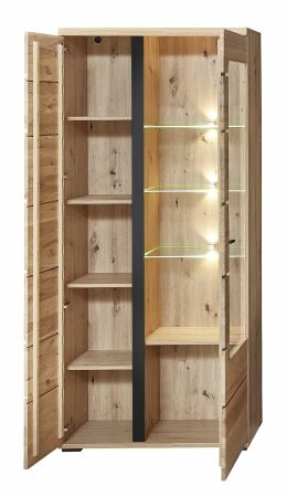Nábytek do obývacího pokoje ATLANTA_ vitrína 1L 17 HU 01_ rozměry š/v/h_ 90/203/38 cm_ otevřená_ včetně LED osvětlení_ obr. 8