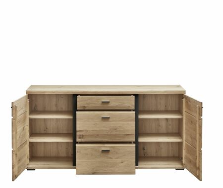 Nábytek do obývacího pokoje ATLANTA_ sideboard 1L 17 HU 20_ rozměry š/v/h_ 170/86/42 cm_ otevřený_ obr. 15