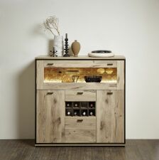 Nbytek do obvacho pokoje CIMA_ highboard 40 78 HH 28_ rozmry /v/h_ 125/125/40 cm_ LED osvtlen jako voliteln psluenstv_ foto s dekorac_ obr. 10