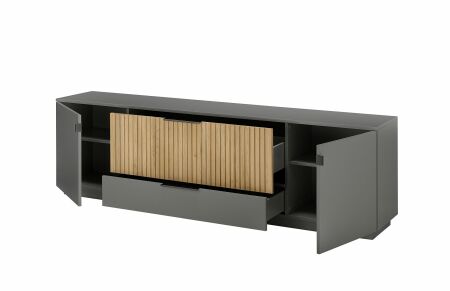 Nábytek do obývacího pokoje FELINO at_ lowboard 40 20 24-2_ rozměry š/v/h_ 192/60/45 cm_ otevřený_ obr. 6