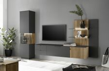 Nábytek do obývacího pokoje FELINO at_ sestava 40 20 K11-2_ rozměry š/v/h_ 300/204/42 cm_ LED osvětlení jako volitelné příslušenství_ foto s dekorací_ obr. 2