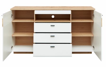Nábytek do obývacího pokoje FREMONT_ sideboard 40 C5 HW 20_ rozměry š/v/h_ 175/97/47 cm_ otevřený_ volitelné LED osvětlení_ obr. 10
