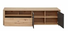 Nábytek do obývacího pokoje GATE_ TV- spodní díl 10 P3 HG 32_ rozměry š/v/h_ 193/53/45 cm_ čelní pohled_ otevřený_ obr. 9