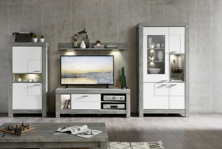 Nbytek do obvacho pokoje GRACE II._ sestava typ 4T 54 3W.. 07+02+30+40_ rozmry sestavy /v/h_ 348/200/48 cm_ eln pohled_ vetn LED osvtlen_ foto s dekorac_ obr. 6