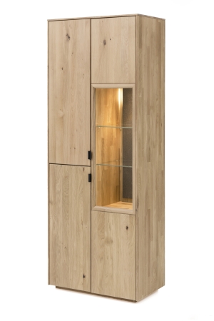 Nábytek do obývacího pokoje a jídelny LISBOA_ vitrína široká 40 52 30 12_ rozměry š/v/h_ 75/203/42 cm_ LED osvětlení a granitová zádová vložka jako volitelné příslušenství_ obr. 5