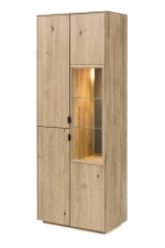 Nábytek do obývacího pokoje a jídelny LISBOA_ vitrína široká 40 52 30 12_ rozměry š/v/h_ 75/203/42 cm_ LED osvětlení a granitová zádová vložka jako volitelné příslušenství_ obr. 5